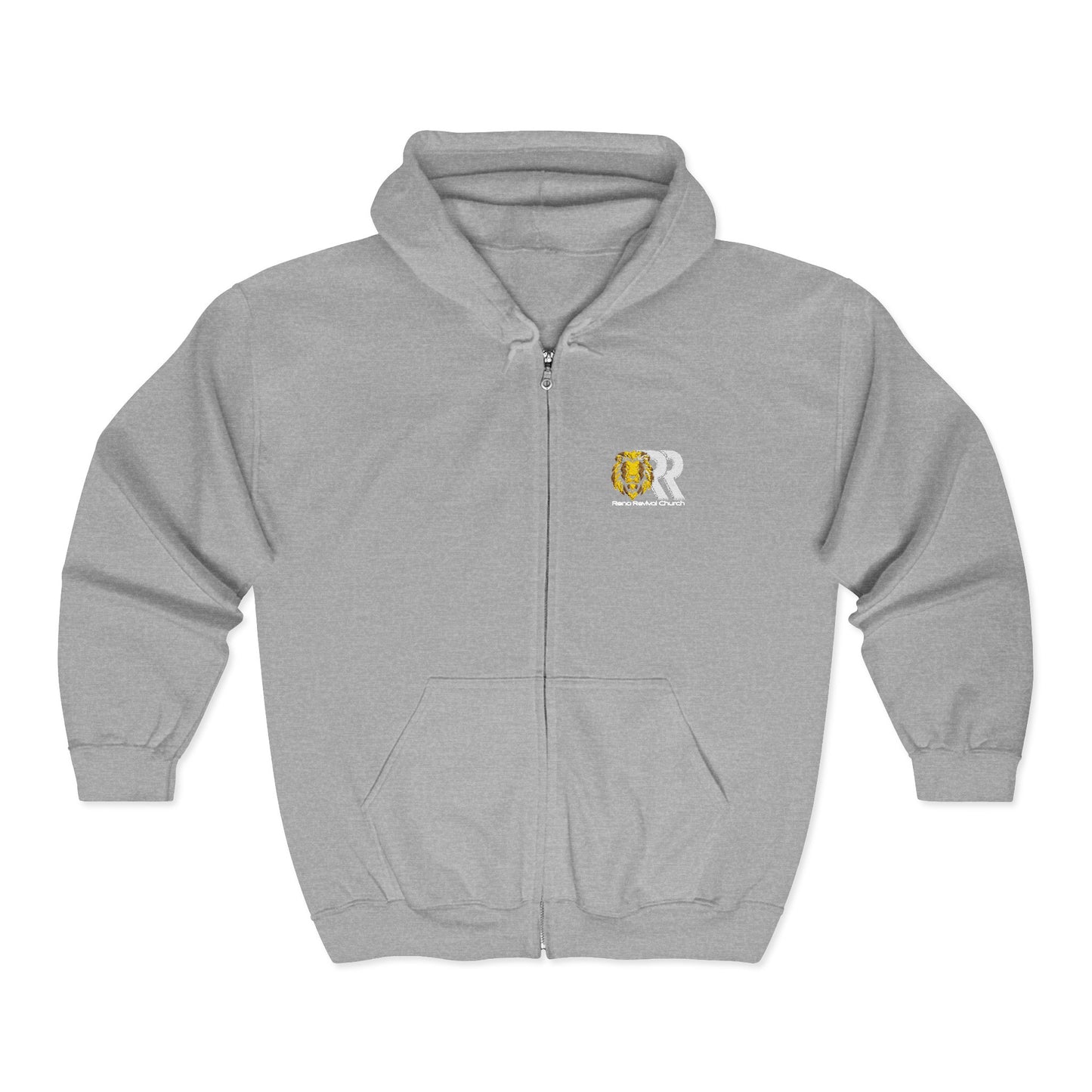 Zip Hoodie with Gold & White 'GR' Embroidered Logo — Casual Streetwear Zip-Up
