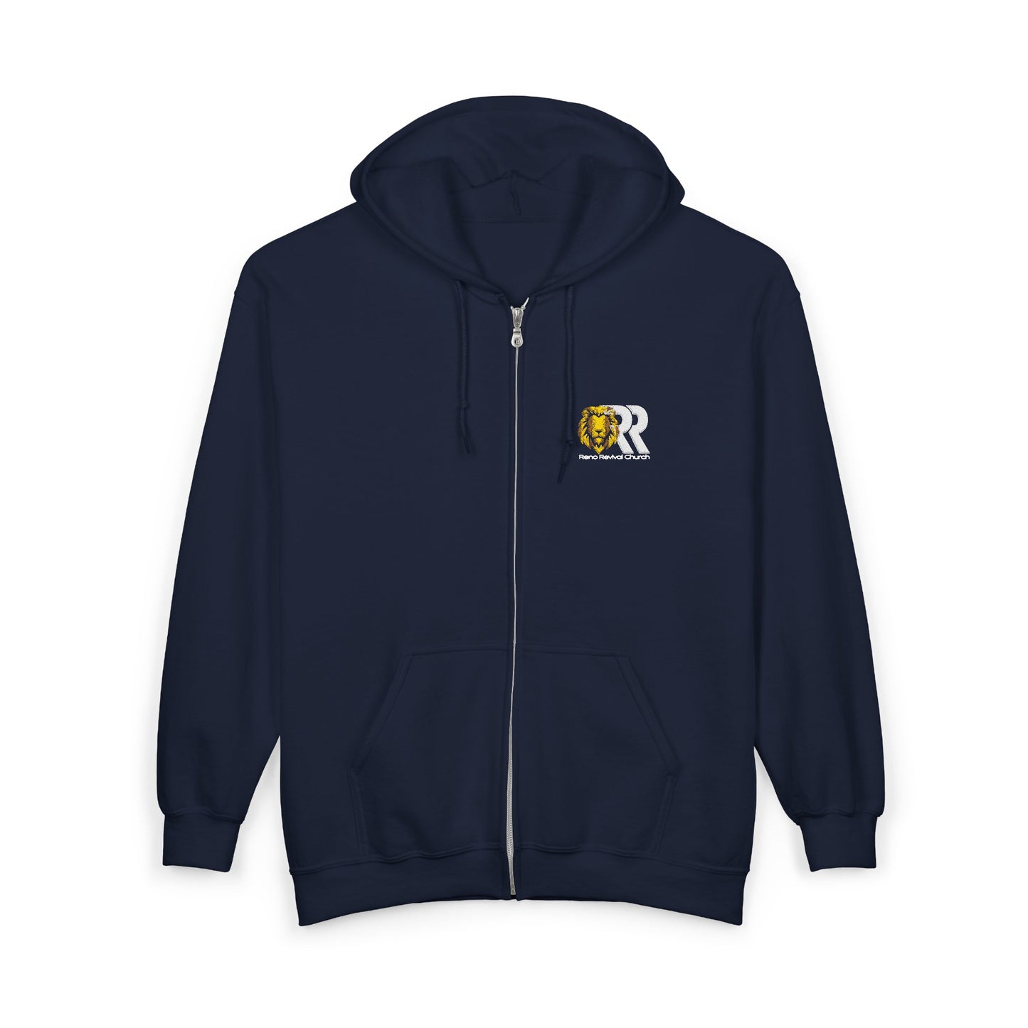 Zip Hoodie with Gold & White 'GR' Embroidered Logo — Casual Streetwear Zip-Up
