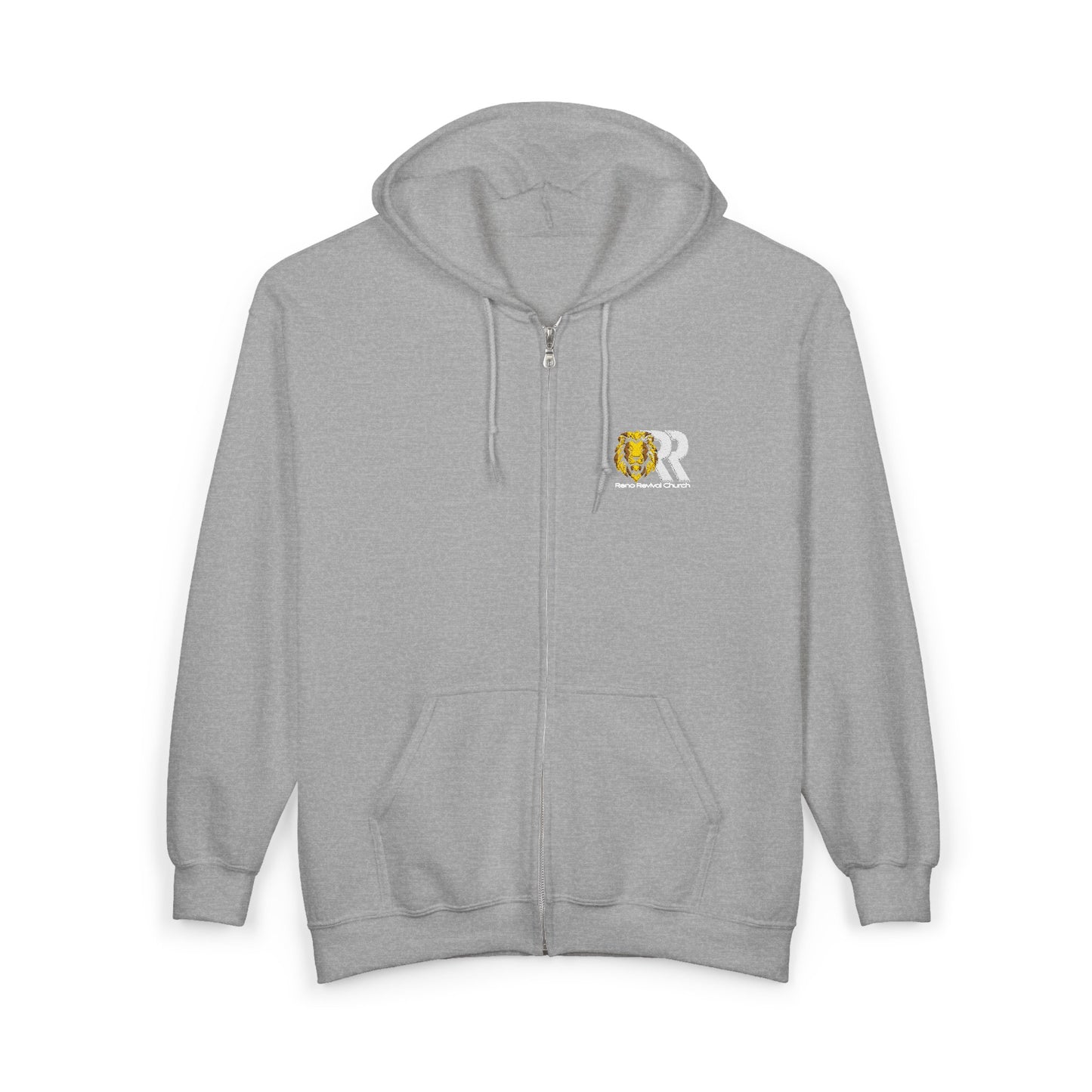 Zip Hoodie with Gold & White 'GR' Embroidered Logo — Casual Streetwear Zip-Up